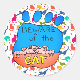 Adesivo Redondo Cuidado com os punhos de gato