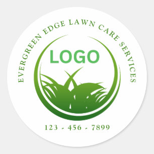 Adesivo Redondo Cuidado de Jardim com Logotipo Personalizado