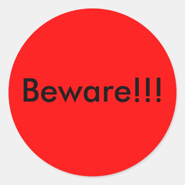 Adesivo Redondo Cuidado, Dia das Bruxas Bonito, Negro Laranja Negr (Frente)