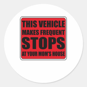 Adesivo Redondo Cuidado, este veículo pára repentinamente no seu