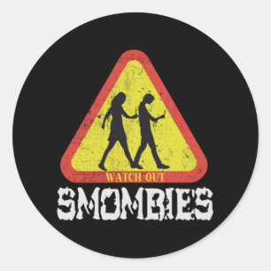 Adesivo Redondo Cuidado Smombies
