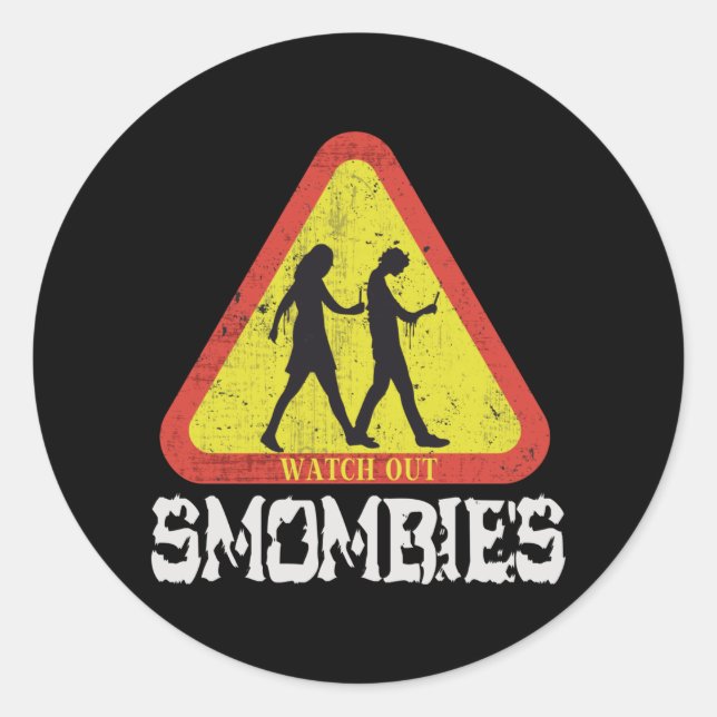 Adesivo Redondo Cuidado Smombies (Frente)