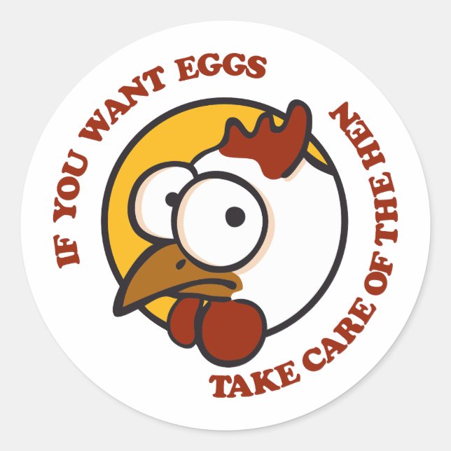 Adesivo Redondo Cuidar da galinha 1 (Frente)