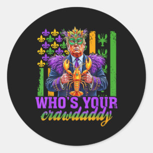 Adesivo Redondo Cujo Crawaddy Crawfish Jester Funny Mardi Gr