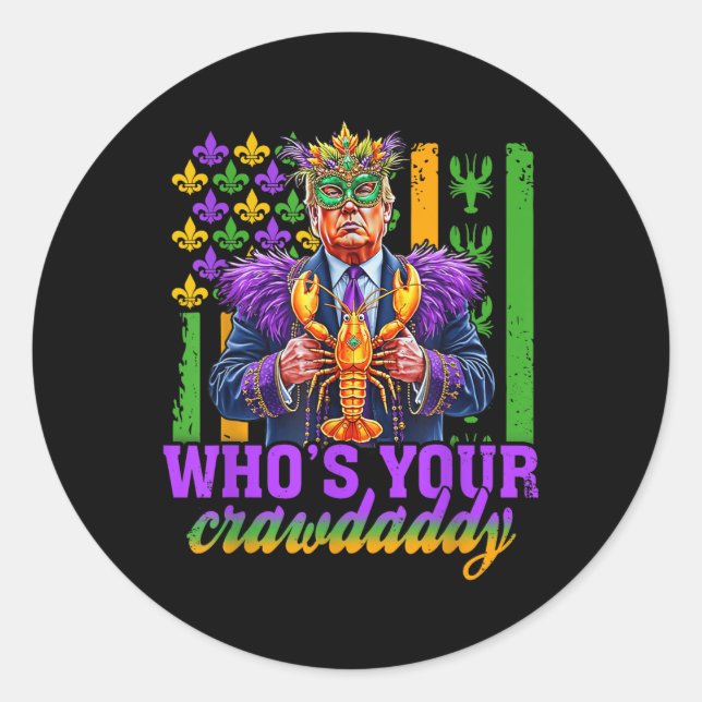 Adesivo Redondo Cujo Crawaddy Crawfish Jester Funny Mardi Gr (Frente)