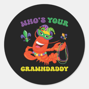 Adesivo Redondo Cujo Crawaddy Grawfish Engraçado Mardi Gras Gift