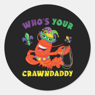 Adesivo Redondo Cujo Crawaddy Grawfish Engraçado Mardi Gras Gift