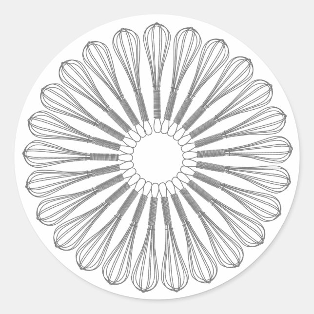 Adesivo Redondo Culinário do Chef Executivo, Whisk (Frente)