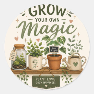 Adesivo Redondo Cultive Sua Própria Magia | Planta Estética para M