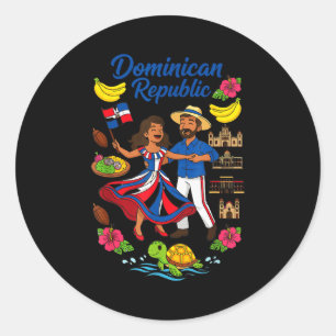 Adesivo Redondo Cultura da República Dominicana Dança Viagem