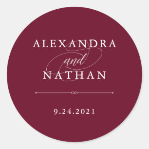 Adesivo Redondo Cultura Elegante  Casamento de Marsala