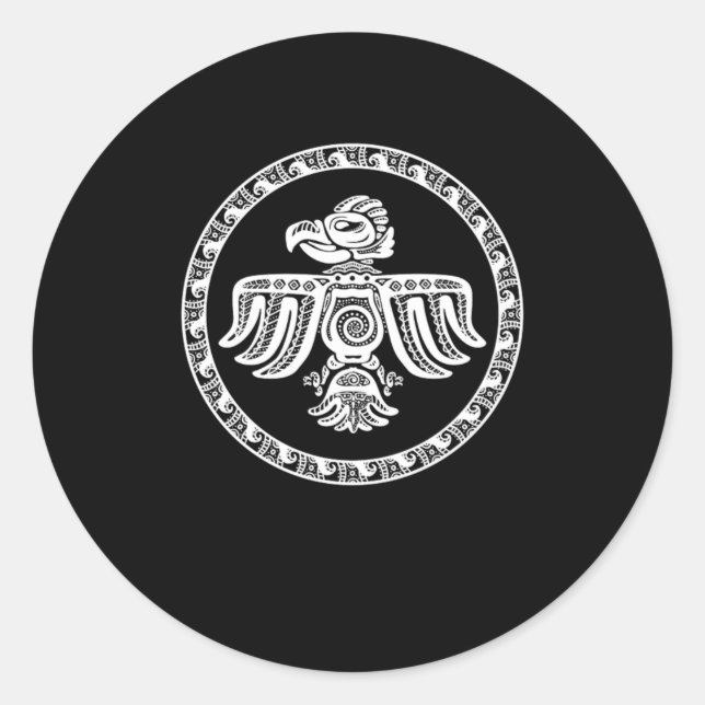 Adesivo Redondo Cultura Inca Aztec Pássaro Maya Civilização Nativa