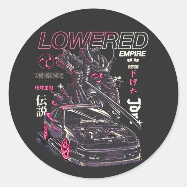 Adesivo Redondo Cultura japonesa de ajuste de automóveis (Frente)