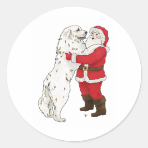 Adesivo Redondo Cumprimento do Natal de grandes Pyrenees