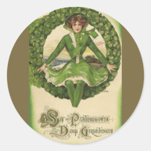 Adesivo Redondo Cumprimentos do dia de St Patrick do vintage,