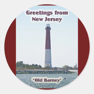 Adesivo Redondo Cumprimentos New-jersey do farol NJ de Barnegat