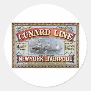 Adesivo Redondo Cunard Line New York Liverpool Poster