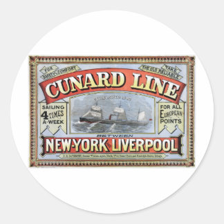 Adesivo Redondo Cunard Line New York Liverpool Poster