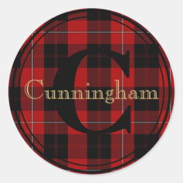 Adesivo Redondo Cunningham Clan Tartan Monograma Nome Seal Sticker