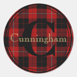Adesivo Redondo Cunningham Clan Tartan Monograma Nome Seal Sticker