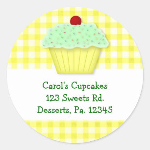 Adesivo Redondo Cupcake amarelo personalizado