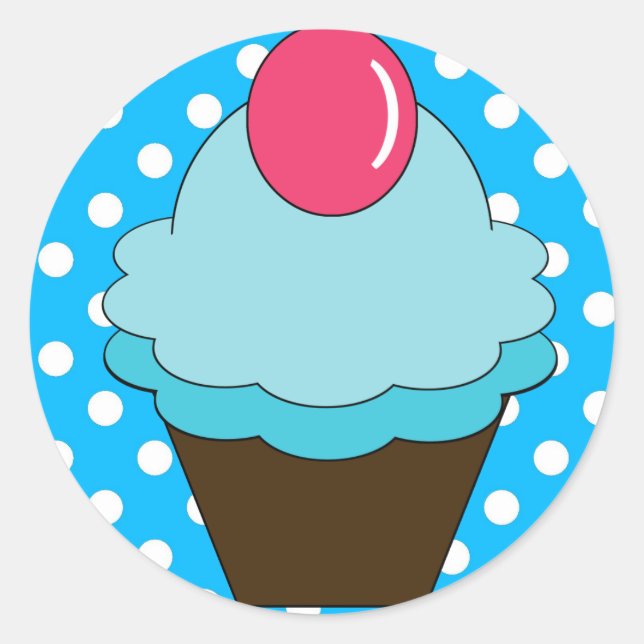 Adesivo Redondo CUPCAKE Azul Berry KRW com Bolinhas (Frente)