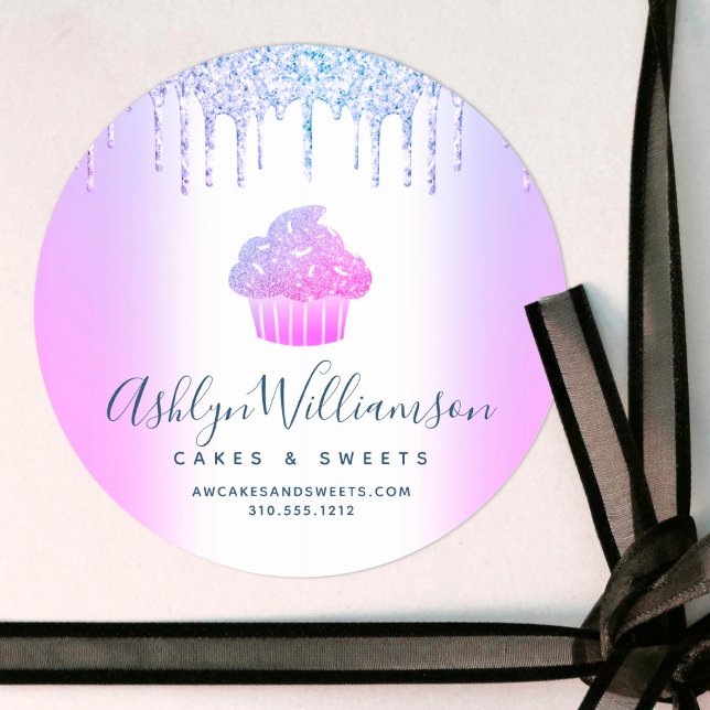 Adesivo Redondo Cupcake Bakery Chef Chic Roxos Azuis Roxos (Criador carregado)