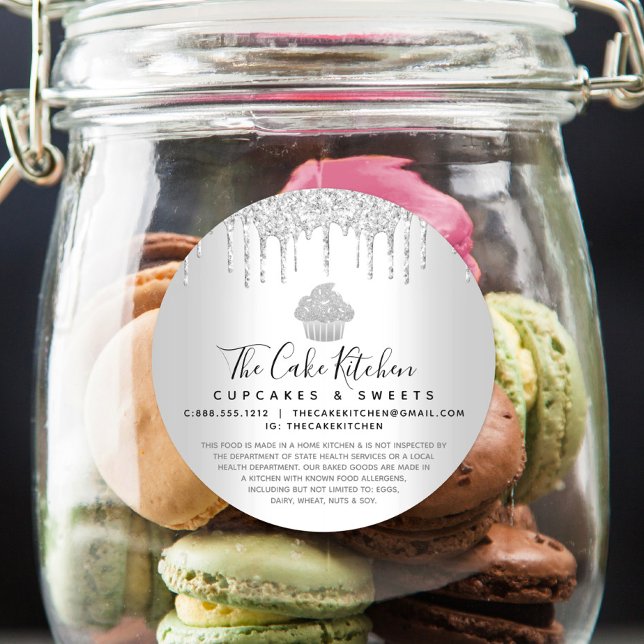 Adesivo Redondo Cupcake Bakery Chef Sliver Glitter Dificuldades Le (Criador carregado)