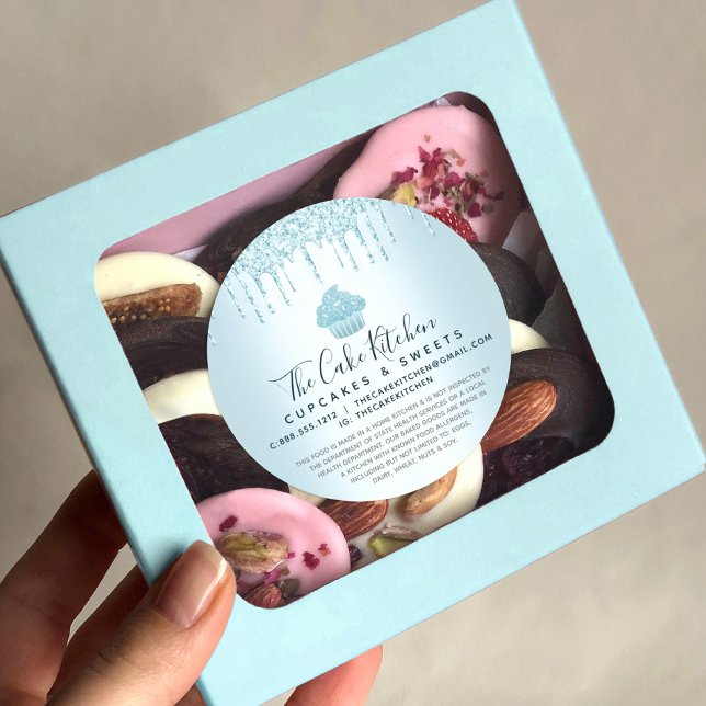 Adesivo Redondo Cupcake Bakery Chef Turquoise Glitter Drives Legai (Criador carregado)
