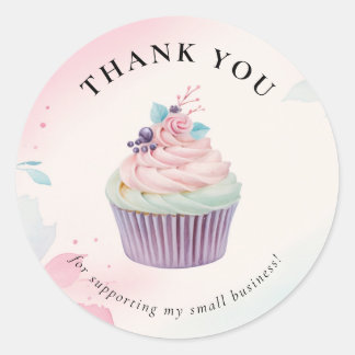 Adesivo Redondo Cupcake Bakery Obrigado