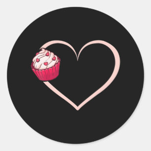 Adesivo Redondo Cupcake Baking Heartbeat Love Baking