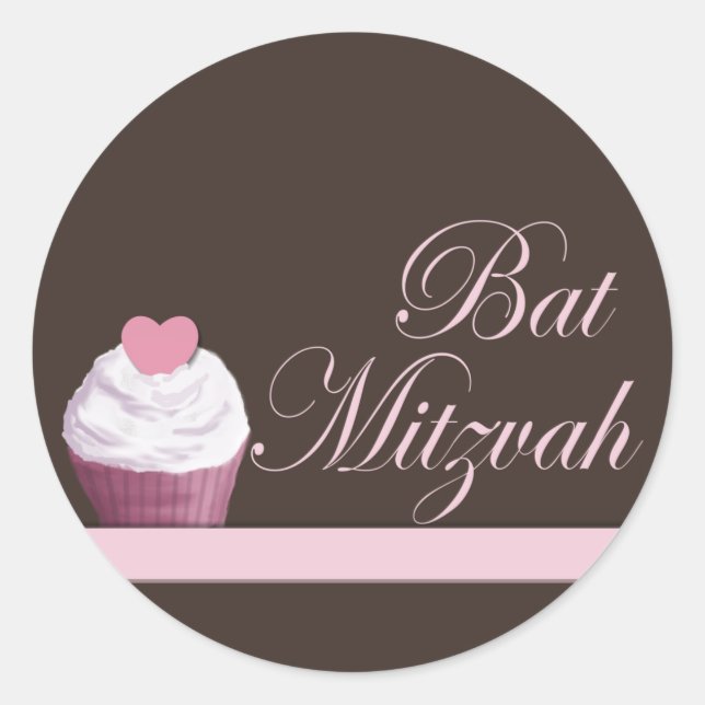 Adesivo Redondo Cupcake Bat Mitzvah (Frente)