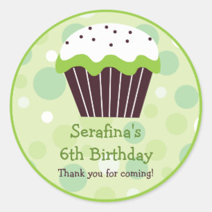 Adesivo Redondo Cupcake Birthday Gift Sticker