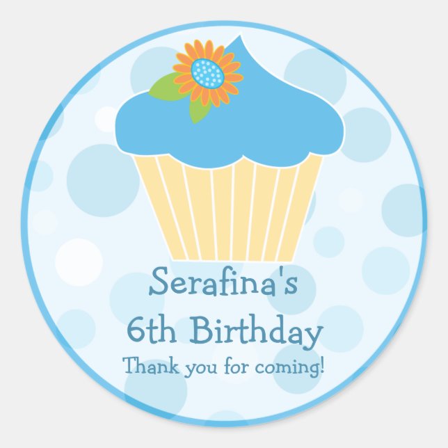 Adesivo Redondo Cupcake Birthday Gift Sticker (Frente)