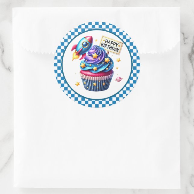 Adesivo Redondo Cupcake Birthday Stickers (Bolsa)