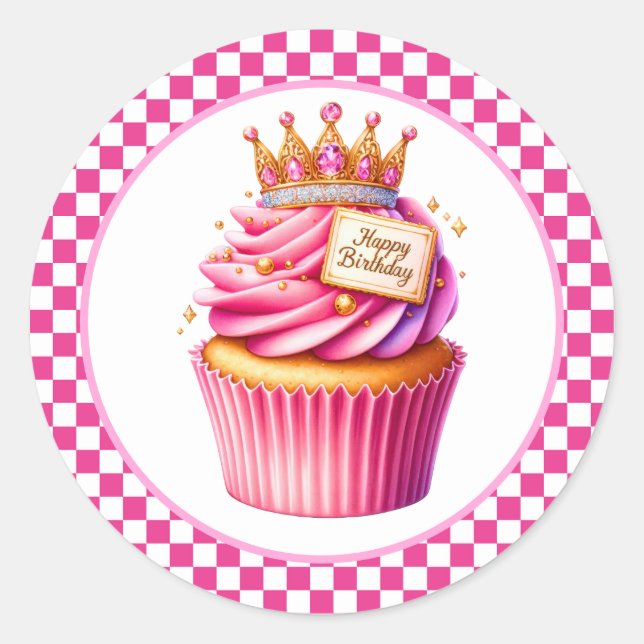 Adesivo Redondo Cupcake Birthday Stickers (Frente)