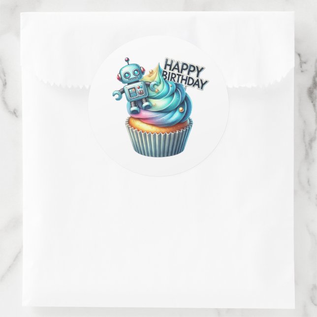 Adesivo Redondo Cupcake Birthday Stickers (Bolsa)