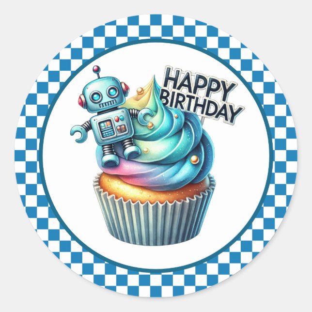 Adesivo Redondo Cupcake Birthday Stickers (Frente)