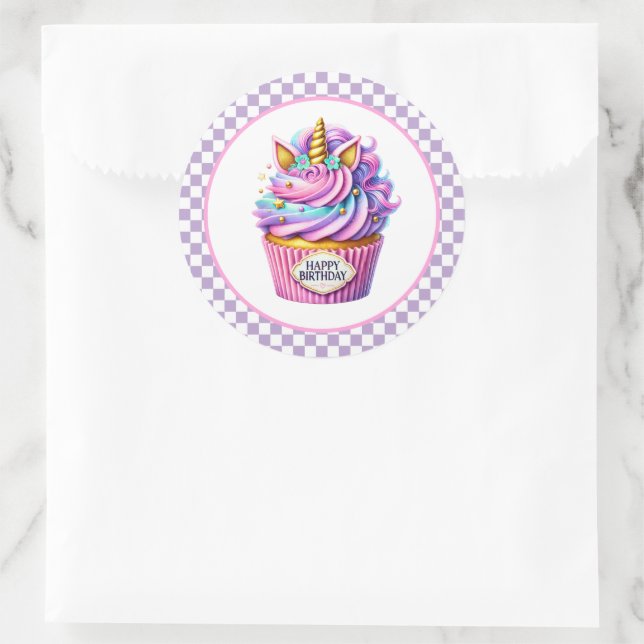 Adesivo Redondo Cupcake Birthday Stickers (Bolsa)