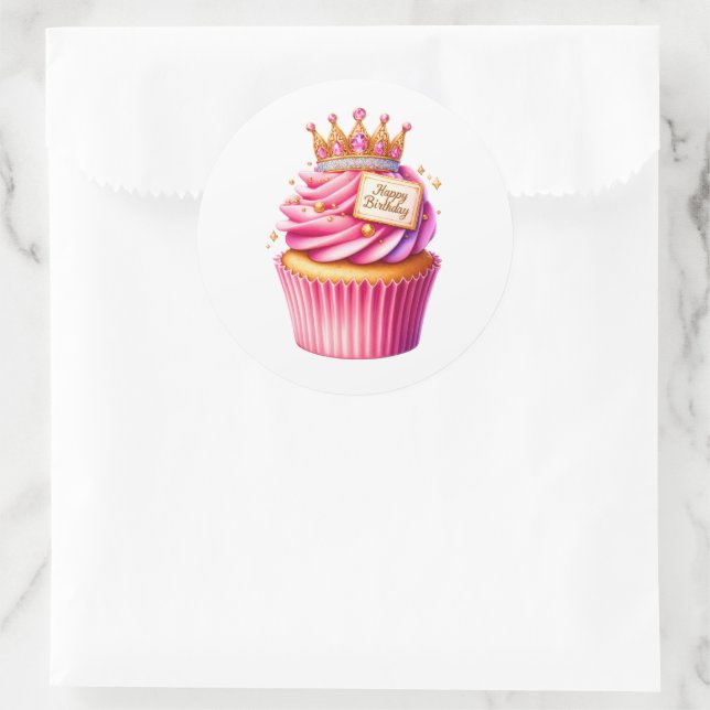 Adesivo Redondo Cupcake Birthday Stickers (Bolsa)