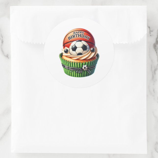 Adesivo Redondo Cupcake Birthday Stickers (Bolsa)