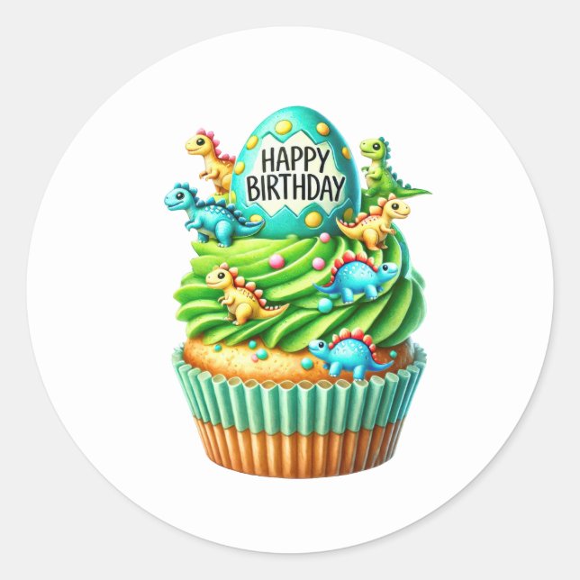 Adesivo Redondo Cupcake Birthday Stickers (Frente)