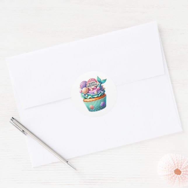 Adesivo Redondo Cupcake Birthday Stickers (Envelope)