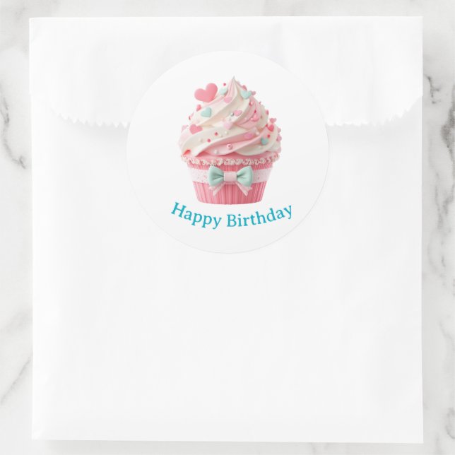Adesivo Redondo Cupcake Birthday Stickers (Bolsa)