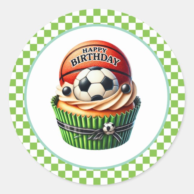Adesivo Redondo Cupcake Birthday Stickers (Frente)