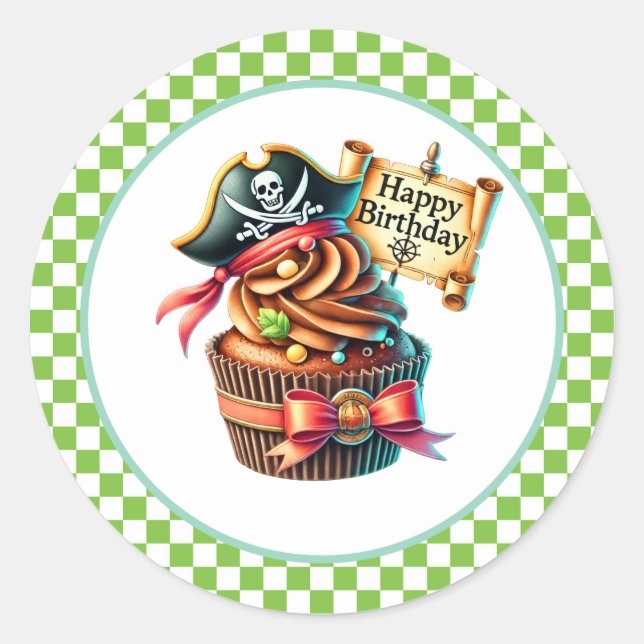 Adesivo Redondo Cupcake Birthday Stickers (Frente)