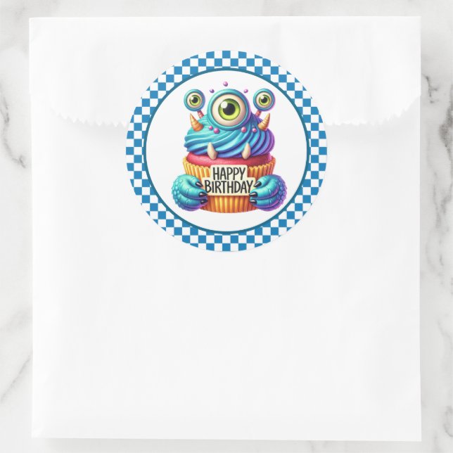Adesivo Redondo Cupcake Birthday Stickers (Bolsa)
