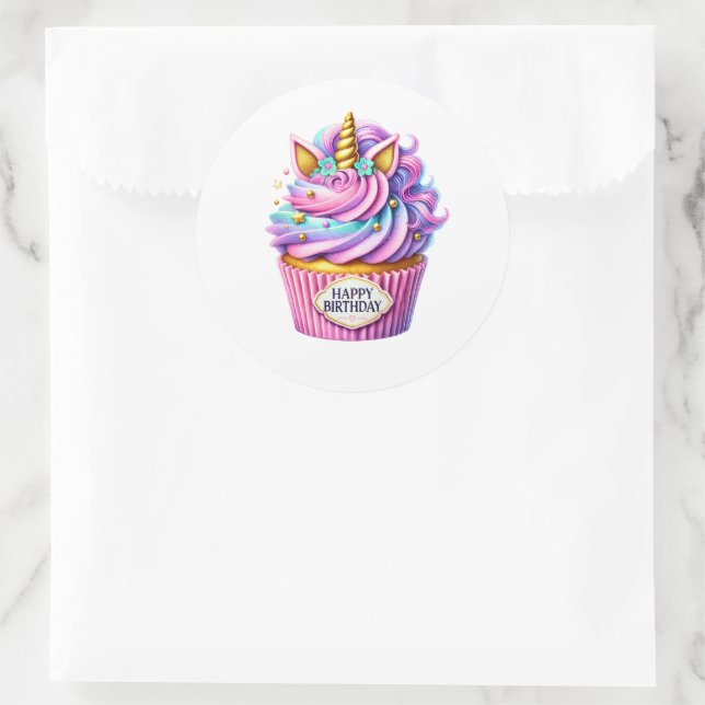 Adesivo Redondo Cupcake Birthday Stickers (Bolsa)