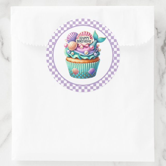 Adesivo Redondo Cupcake Birthday Stickers (Bolsa)