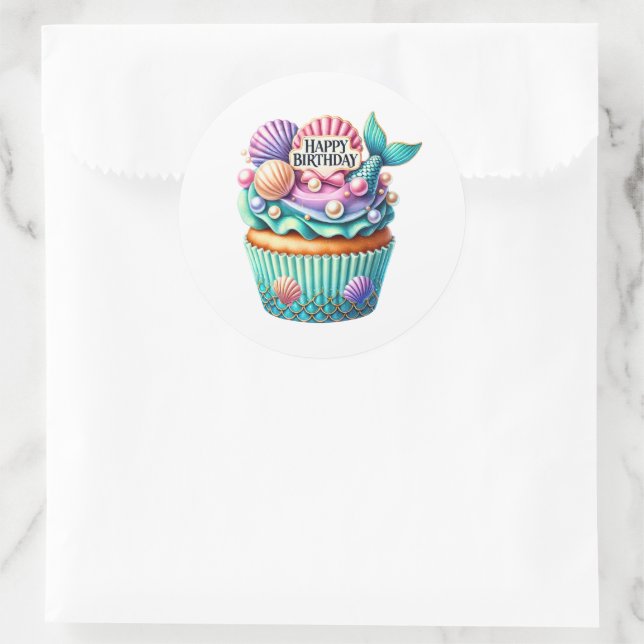 Adesivo Redondo Cupcake Birthday Stickers (Bolsa)